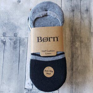 NWT - Born Men's Half Cushion Stripe Accent Liners Anti-Slip Heel - Size 6-12